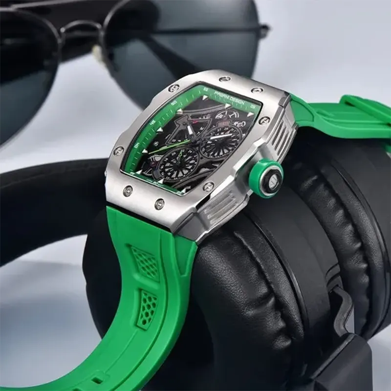 Pagani Design Multifunction Green Silicone Men's Watch- PD-YS012
